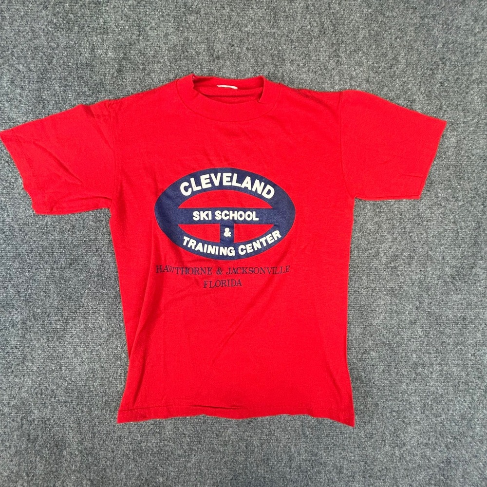 Vintage Cleveland Ski School Training Center Florida Red Graphic T-Shirt Small